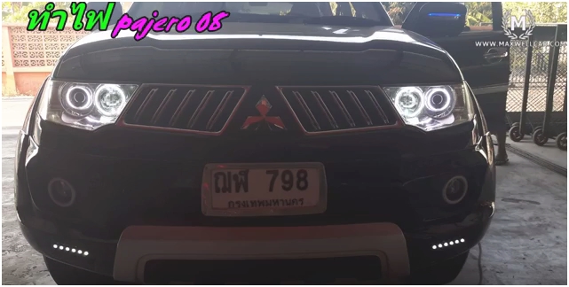 แต่งรถ Mitsubishi Pajero 2008-2014 รีวิว แต่งไฟหน้า